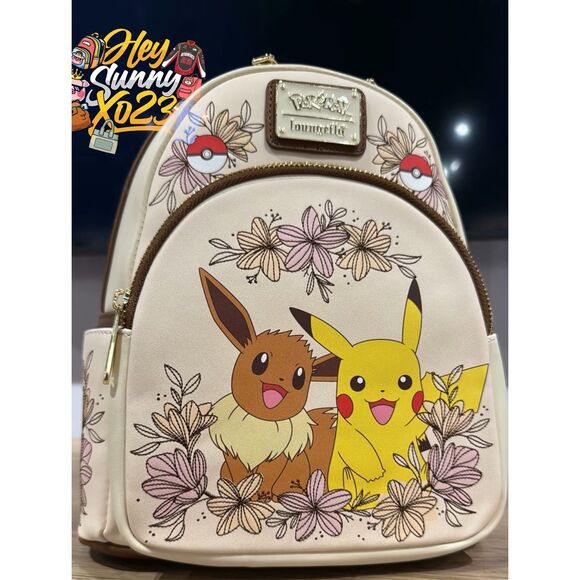 Loungefly Pokémon Pikachu & Eevee Floral Mini Backpack - Picture 1 of 4